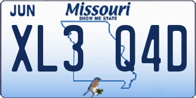 MO license plate XL3Q4D