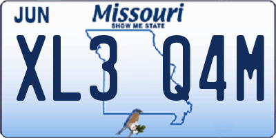 MO license plate XL3Q4M
