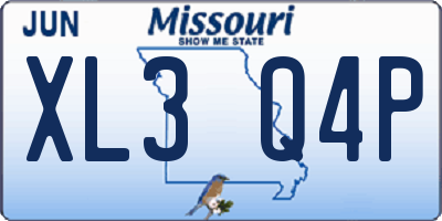 MO license plate XL3Q4P