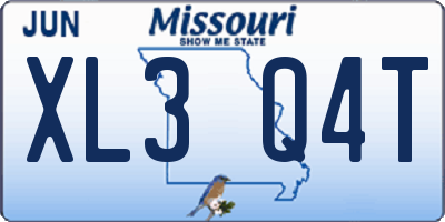 MO license plate XL3Q4T