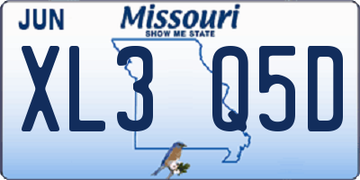 MO license plate XL3Q5D