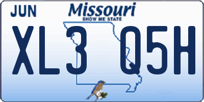 MO license plate XL3Q5H