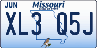 MO license plate XL3Q5J