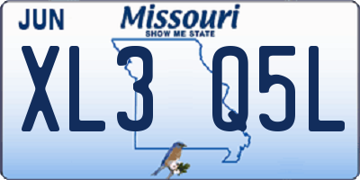 MO license plate XL3Q5L