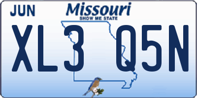MO license plate XL3Q5N