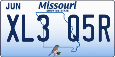 MO license plate XL3Q5R
