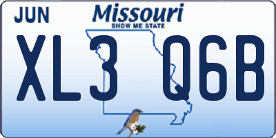 MO license plate XL3Q6B