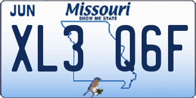 MO license plate XL3Q6F