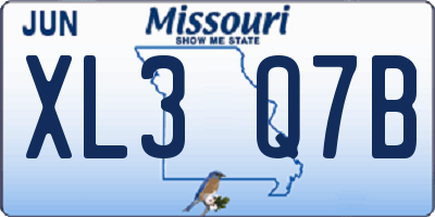 MO license plate XL3Q7B