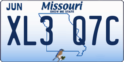 MO license plate XL3Q7C