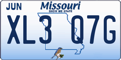 MO license plate XL3Q7G