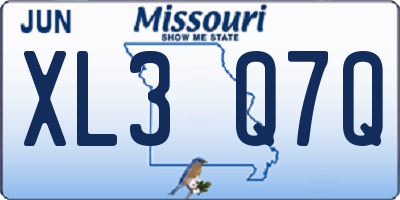 MO license plate XL3Q7Q