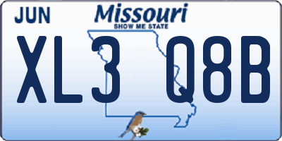 MO license plate XL3Q8B