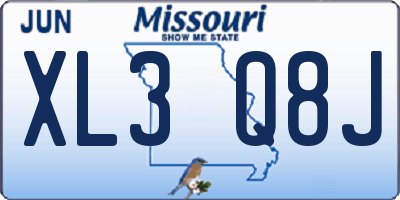 MO license plate XL3Q8J