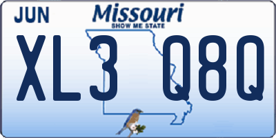 MO license plate XL3Q8Q