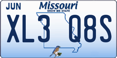 MO license plate XL3Q8S