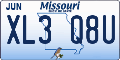 MO license plate XL3Q8U