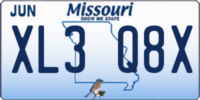 MO license plate XL3Q8X