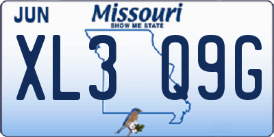 MO license plate XL3Q9G