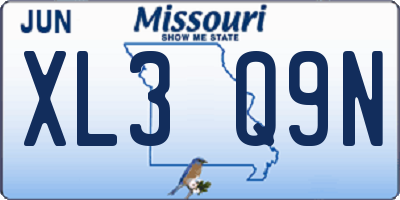 MO license plate XL3Q9N