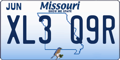 MO license plate XL3Q9R