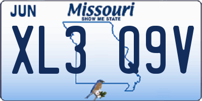 MO license plate XL3Q9V