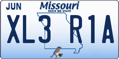 MO license plate XL3R1A