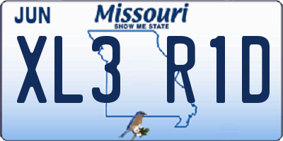 MO license plate XL3R1D