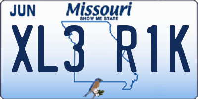 MO license plate XL3R1K