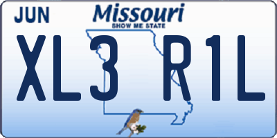MO license plate XL3R1L