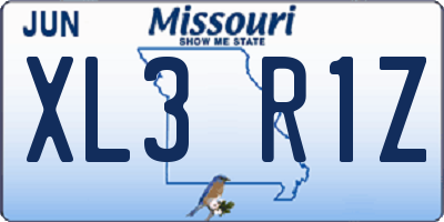 MO license plate XL3R1Z