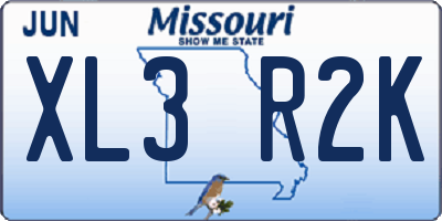MO license plate XL3R2K