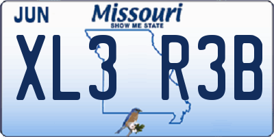 MO license plate XL3R3B