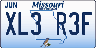 MO license plate XL3R3F