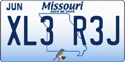 MO license plate XL3R3J