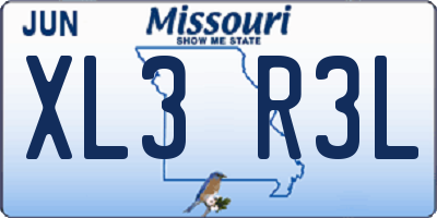 MO license plate XL3R3L