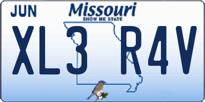 MO license plate XL3R4V