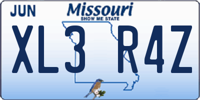 MO license plate XL3R4Z
