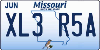 MO license plate XL3R5A