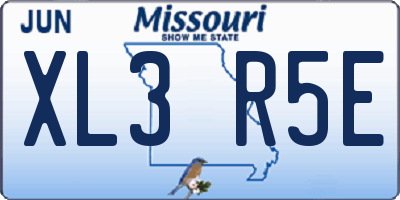 MO license plate XL3R5E