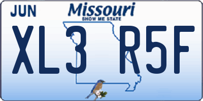 MO license plate XL3R5F