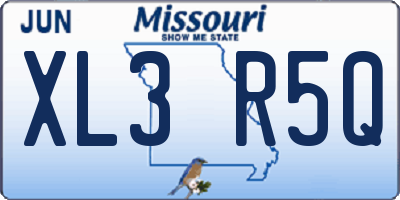 MO license plate XL3R5Q