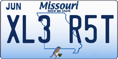 MO license plate XL3R5T