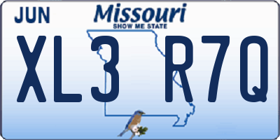 MO license plate XL3R7Q