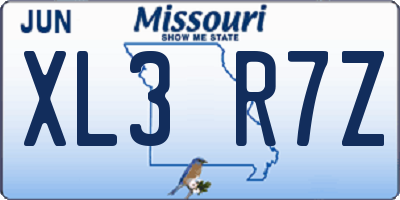 MO license plate XL3R7Z
