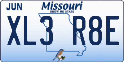 MO license plate XL3R8E