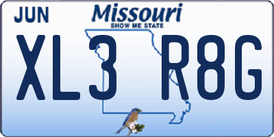 MO license plate XL3R8G