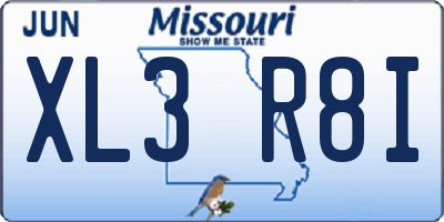 MO license plate XL3R8I
