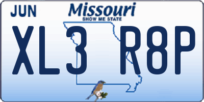 MO license plate XL3R8P