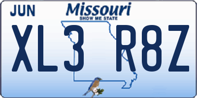 MO license plate XL3R8Z